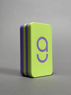 Chalk box for snooker cue case in green and purple