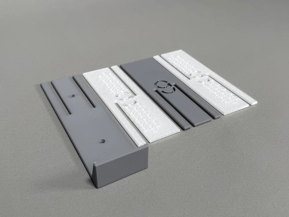 Gray and white chalk dispenser